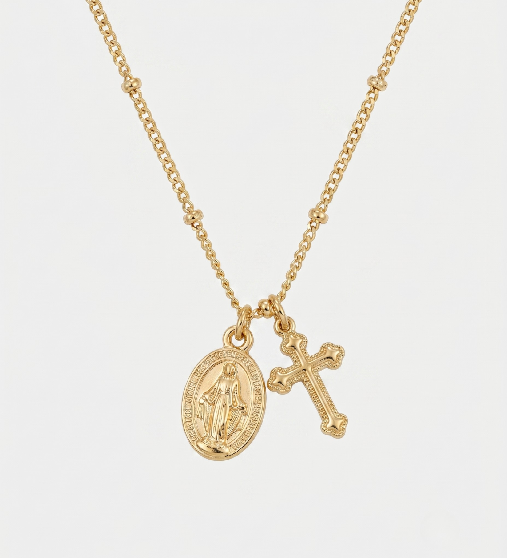 Colar de Fé com Cruz e Medalha