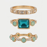 Conjunto de Anéis Elegância Azul