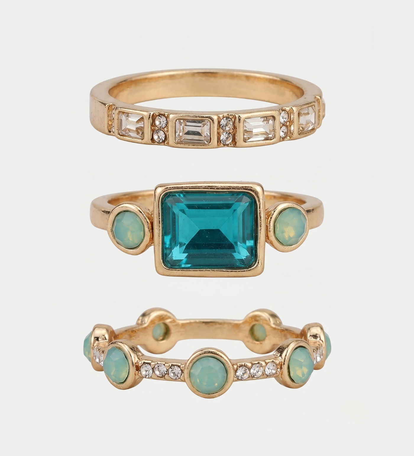 Conjunto de Anéis Elegância Azul