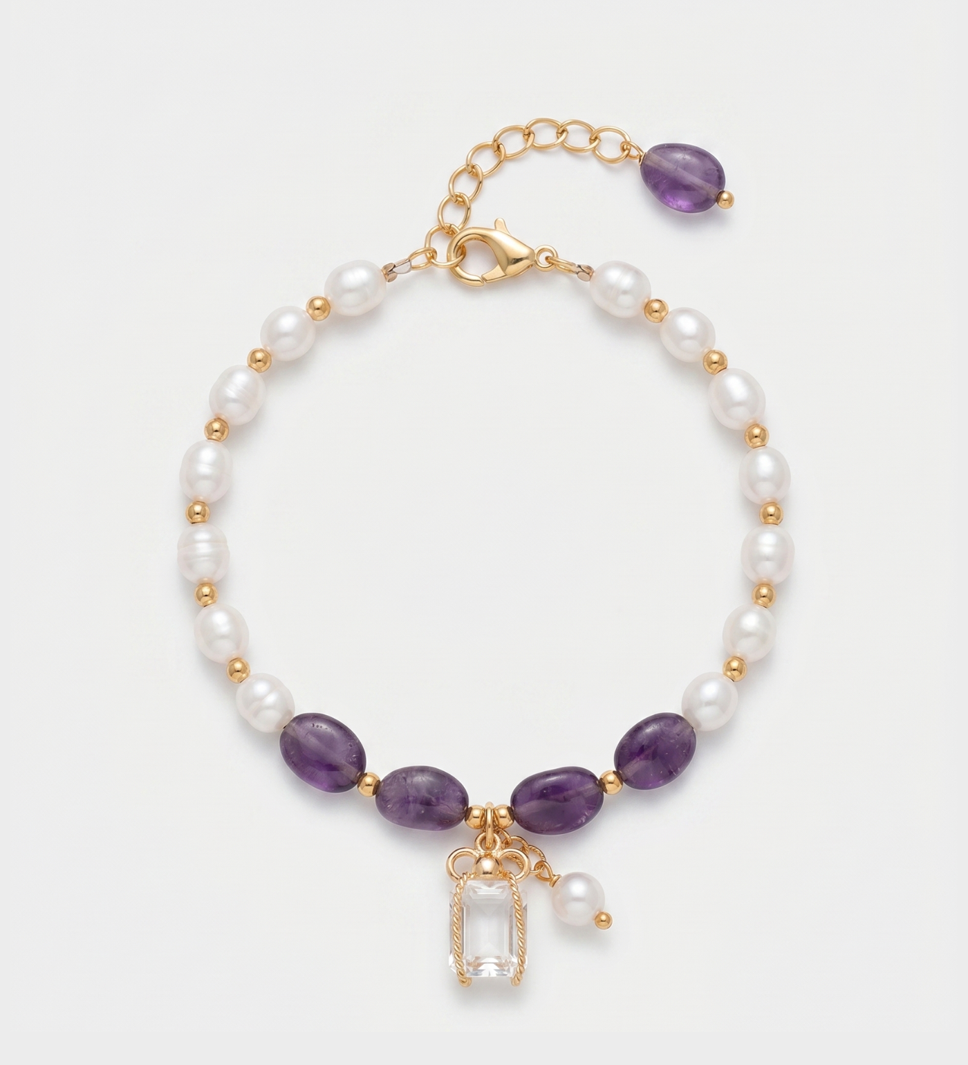 Pulseira Pérola e Ametista