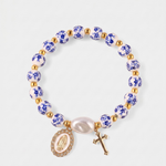 Pulseira Pérolas de Azulejo e Cruz